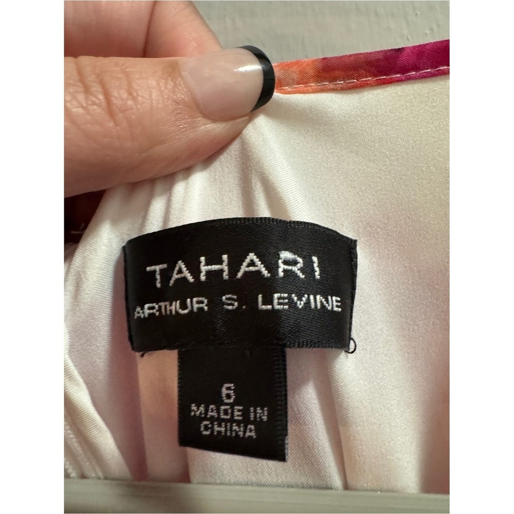 Tahari Floral Tiered Halter Maxi Dress - Pink Floral sz 6 - Picture 3 of 5